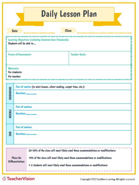 Daily Lesson Plan Templates .
